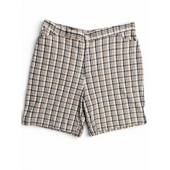 Faded Glory Pants - Faded Glory Womens Bermuda Shorts 10 Plaid Beige Blue Y2k Cotton Stretch Summer‎